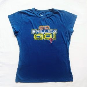 Women’s Sz M Riyal Blue Fitted Phillies Tee Shirt